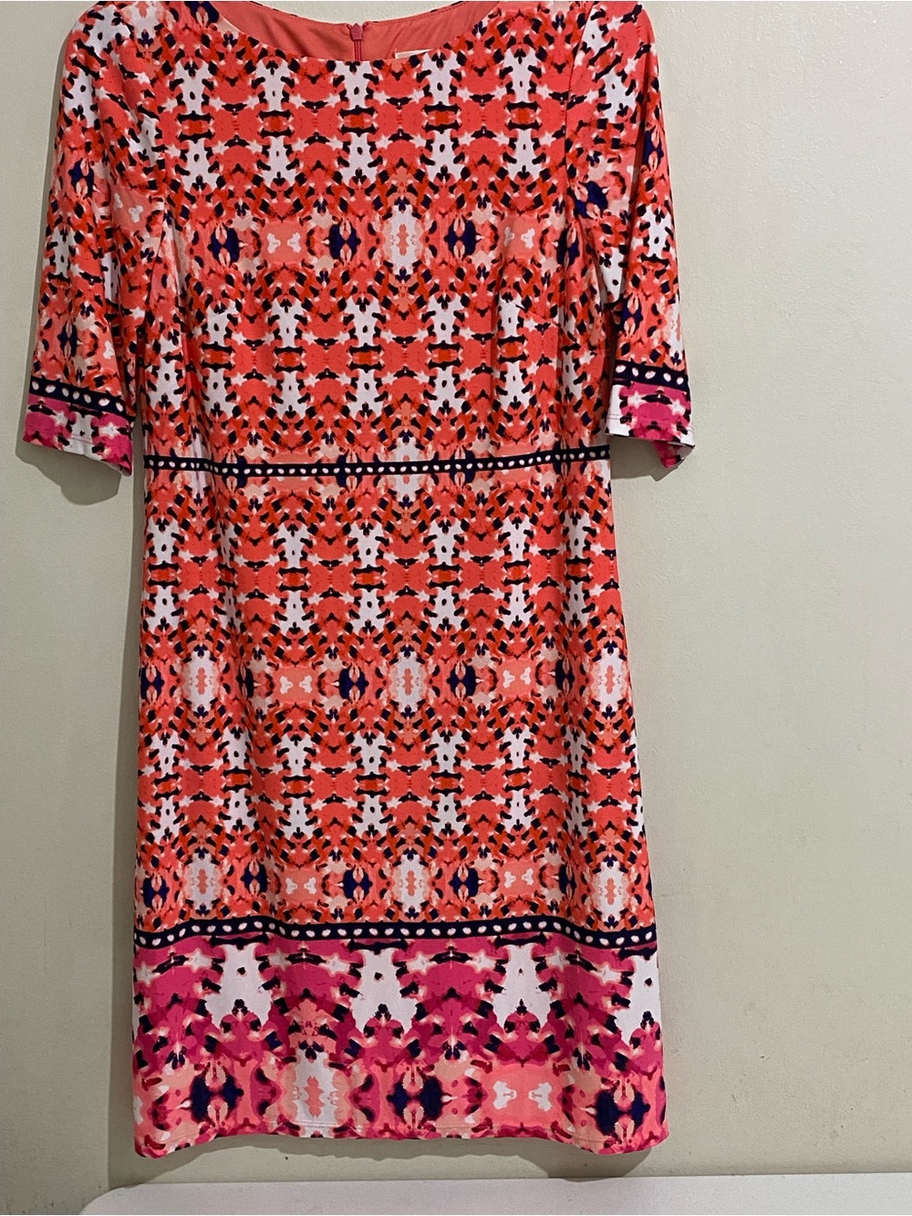 Eliza J Women’s Coral and Pink Patterned Shift Dress